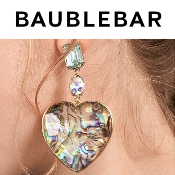 BaubleBar Jewelry - AMAYA HEART DROP EARRINGS-GREEN